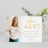 Invitation En Aluminium Diplômé 2025 Photo Elle a réussi Annonce feuille d (Debout devant)