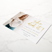 Invitation En Aluminium Diplômé 2025 Photo Elle a réussi Annonce feuille d (Rotation)