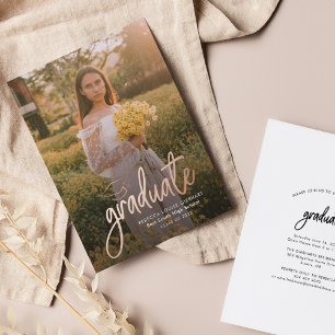 Invitation En Aluminium Diplômé 2026 Rose Gold Moderne Photo Diplôme
