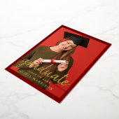 Invitation En Aluminium Diplômé 2 photo Diplôme moderne Red Gold (Rotation)