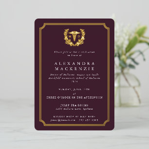 Invitation En Aluminium Diplôme Caducée MD + Couronne de Laurier Bourgogne