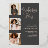 Invitation En Aluminium Diplômé de Collage Photo Or Rose Moderne (Verso)