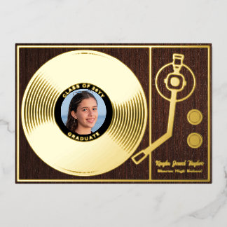 Invitation En Aluminium Diplômé de Disque Vintage