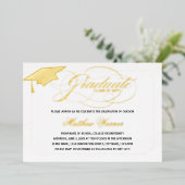 Invitation En Aluminium Diplômé de l'Elegant Script (Debout devant)