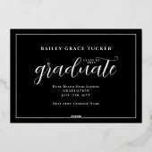 Invitation En Aluminium Diplômé de l'or Foil Script 3-Photo Graduation (Verso)