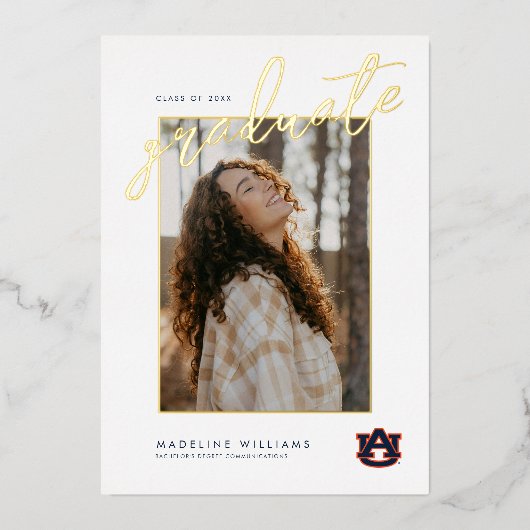 Invitation En Aluminium Diplôme de l'Université d'Auburn | Auburn Tigers (Recto)