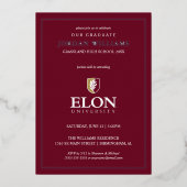Invitation En Aluminium Diplôme de l'Université Elon (Recto)