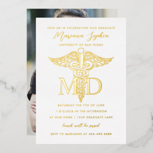 Invitation En Aluminium Diplôme de médecine MD Or