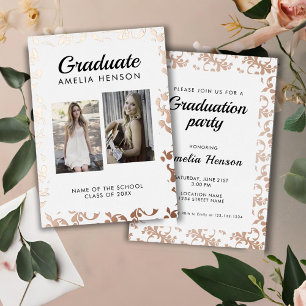 Invitation En Aluminium Diplômé de motif rococo 2 Collage photo Remise des