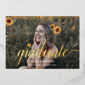 Invitation En Aluminium Diplôme de Photo Girly Script Chic (Recto)