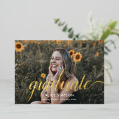 Invitation En Aluminium Diplôme de Photo Girly Script Chic (Debout devant)