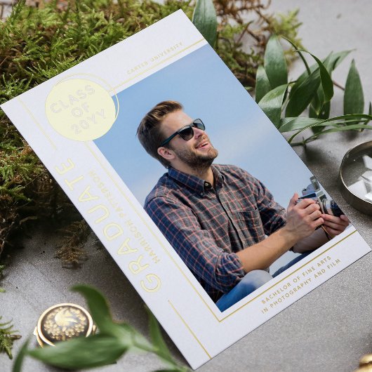 Invitation En Aluminium Diplôme de photo Script moderne Or