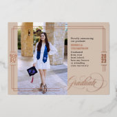 Invitation En Aluminium Diplôme de Script Classique Taupe & Rose Gold (Recto)