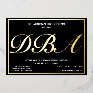 Invitation En Aluminium Diplômé d'or noir DBA
