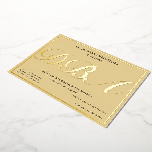 Invitation En Aluminium Diplômé d'or Tan DBA (Rotation)