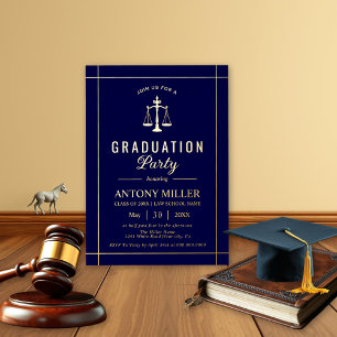 Invitation En Aluminium Diplômé en droit de la promotion 2026 avec or et b