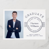 Invitation En Aluminium Diplômé en photo moderne Silver (Recto)