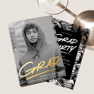 Invitation En Aluminium Diplôme en pointillé Photo Graduation Party Gold