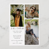 Invitation En Aluminium Diplômé en script photo noir blanc (Verso)