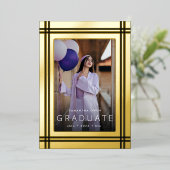 Invitation En Aluminium Diplômé Gold Bordure Pressé (Debout devant)