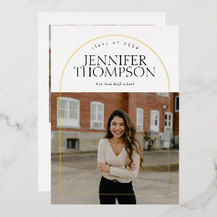 Invitation En Aluminium Diplôme minimaliste moderne à l'arche dorée