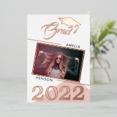 Invitation En Aluminium Diplômé moderne Dusty Pink 2 - Diplôme photo (Debout devant)