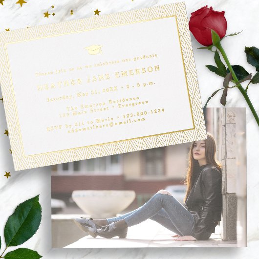 Invitation En Aluminium Diplôme Moderne Or