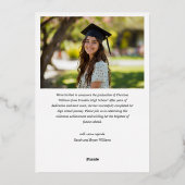 Invitation En Aluminium Diplômé Moderne Simple Élégant Photo Graduation (Verso)