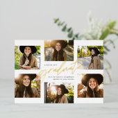 Invitation En Aluminium Diplômé moderne six photo collage graduation (Debout devant)