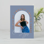 Invitation En Aluminium Diplôme photo de l'arc bleu poussiéreux (Debout devant)