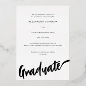 Invitation En Aluminium Diplômé Photo Elegant Arch Script Black Gold (Verso)