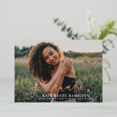 Invitation En Aluminium Diplômé Rose moderne Gold Script Graduation Photo (Debout devant)