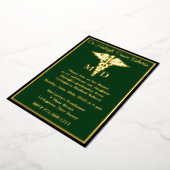 Invitation En Aluminium Diplôme scolaire Médicale Caduceus, Vert/Or (Rotation)