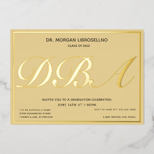 Invitation En Aluminium Diplômé Tan Gold DBA Remise des diplômes