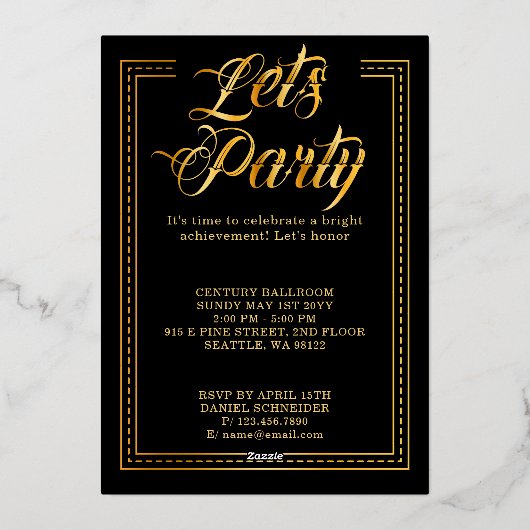 Invitation En Aluminium Diplômé. Touche dorée Éclairer votre avenir (Verso)