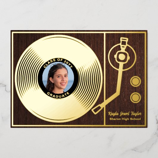 Invitation En Aluminium Diplômé vintage (Recto)