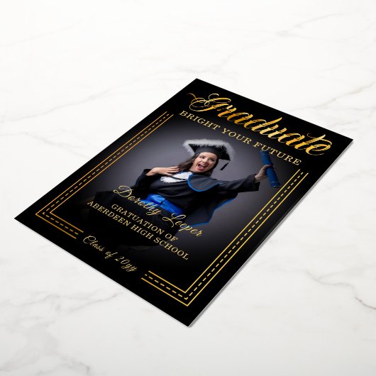 Invitation En Aluminium Diplômés, votre touche en or illumine votre avenir (Rotation)