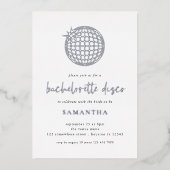Invitation En Aluminium Disco Ball Script Bachelorette Party Real Foil Inv (Recto)