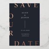 Invitation En Aluminium Disposition ultra moderne Bleu foncé Enregistrer l (Recto)