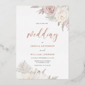 Invitation En Aluminium Divine Blush et ivoire Dusty Rose Mariage or Foil (Recto)