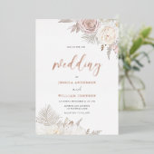 Invitation En Aluminium Divine Blush et ivoire Dusty Rose Mariage or Foil (Debout devant)
