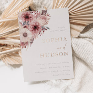 Invitation En Aluminium Divine Boho Blush Mariage Rose Gold