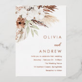 Invitation En Aluminium Divine Boho Floral Rose Gold Mariage (Recto)