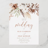 Invitation En Aluminium Divine Boho Floral Rose Gold Mariage (Recto)