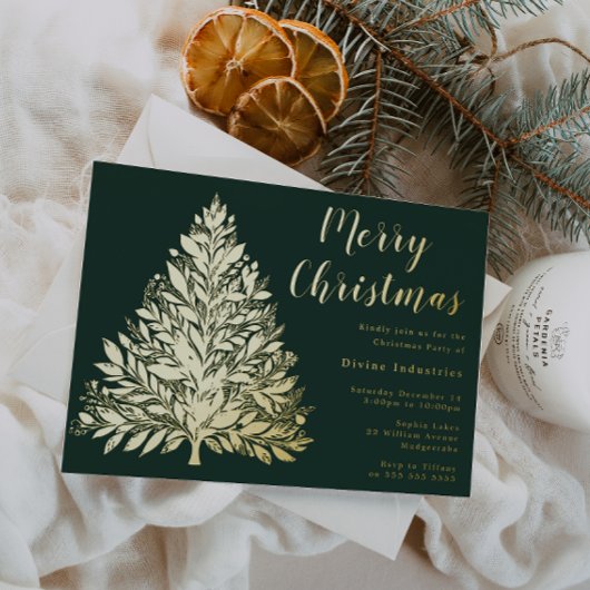 Invitation En Aluminium Divine Gold Foil Arbre de Noël Pine Vert