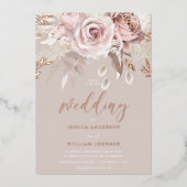 Invitation En Aluminium Divine Rose Gold Blush Floral Pure Elegant Wedding (Devant)