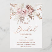 Invitation En Aluminium Divine Rose or Blush Fête des mariées florale (Recto)