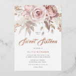Invitation En Aluminium Divine Rose Or Blush Floral Sweet 16 Party<br><div class="desc">Divine Rose Gold Blush Floral Sweet 16 Party Foil Invitation Dusty Rose Girls Sweet sixteen Anniversaire Invitation Voir d'autres invitations dans notre niche et notre magasin de niche</div>