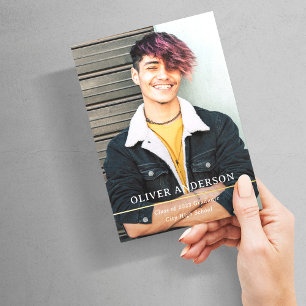 Invitation En Aluminium Diviser en or Modern Two Photo 2023 Graduation