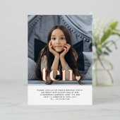 Invitation En Aluminium Dix Coeurs Photo Anniversaire Rose Gold (Debout devant)